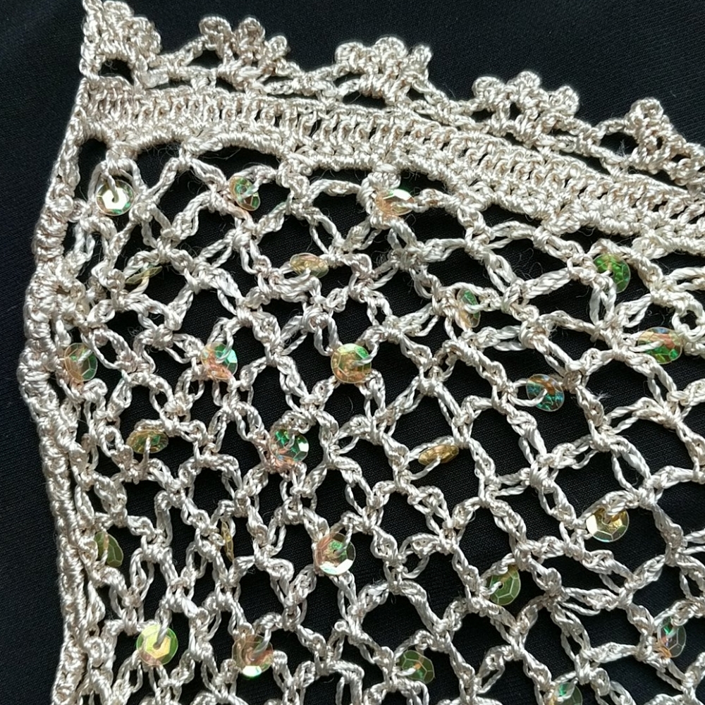 Elegant Cream White Sequined Scarf/Shawl